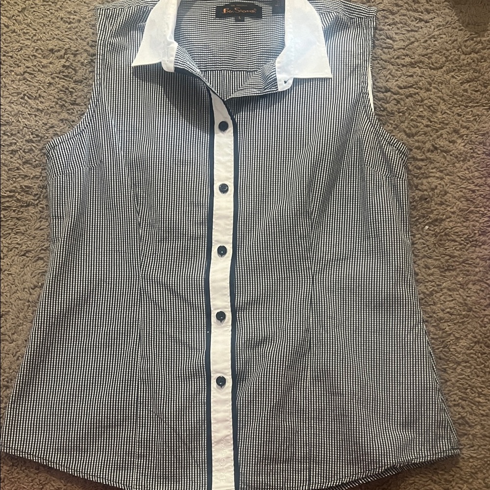Ben Sherman Black and White Striped Button Down Shirt